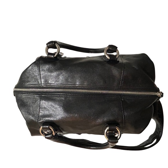 Coach Ashley Satchel Black Leather Shoulder Bag F15447 Purple Lining - Picture 5 of 10